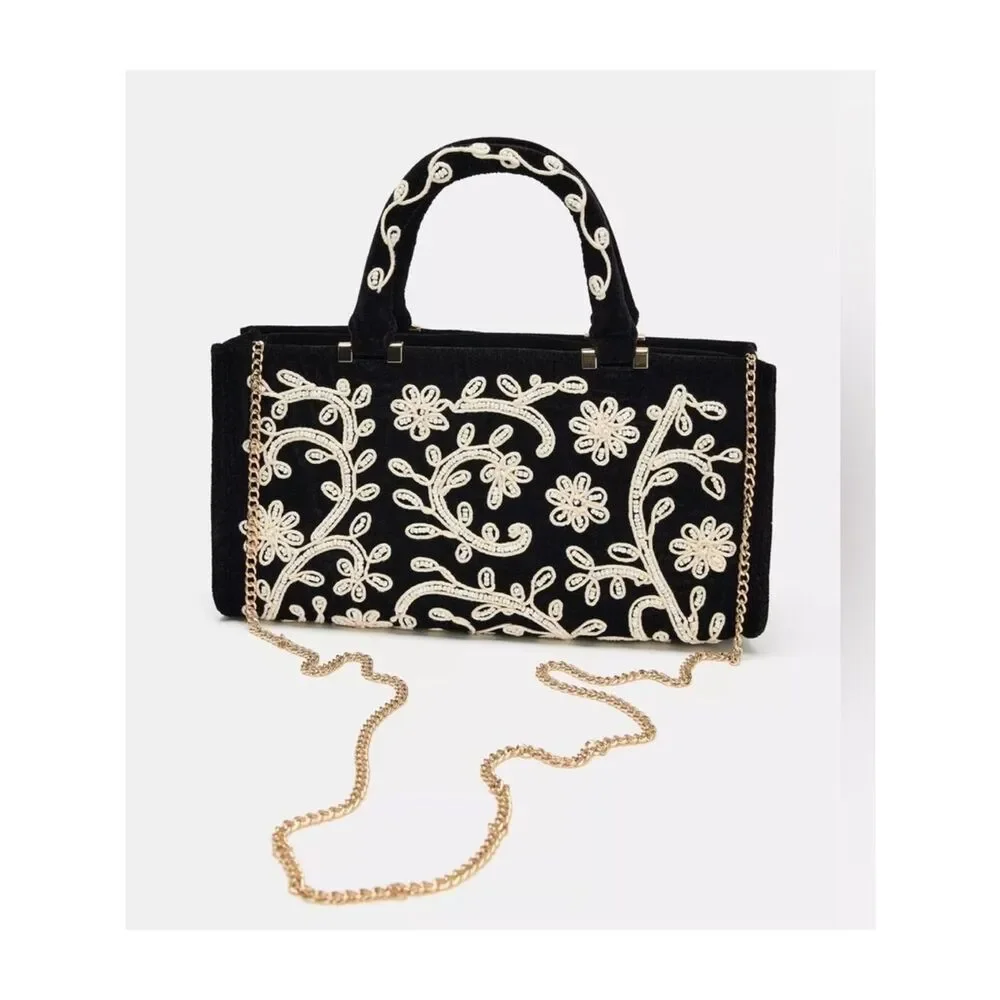 ZARA EMBROIDERED CITY BAG